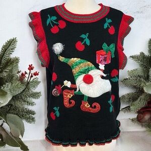 33 Degrees Christmas Gnome Cherry Gift Ugly Christmas Sweater size Large